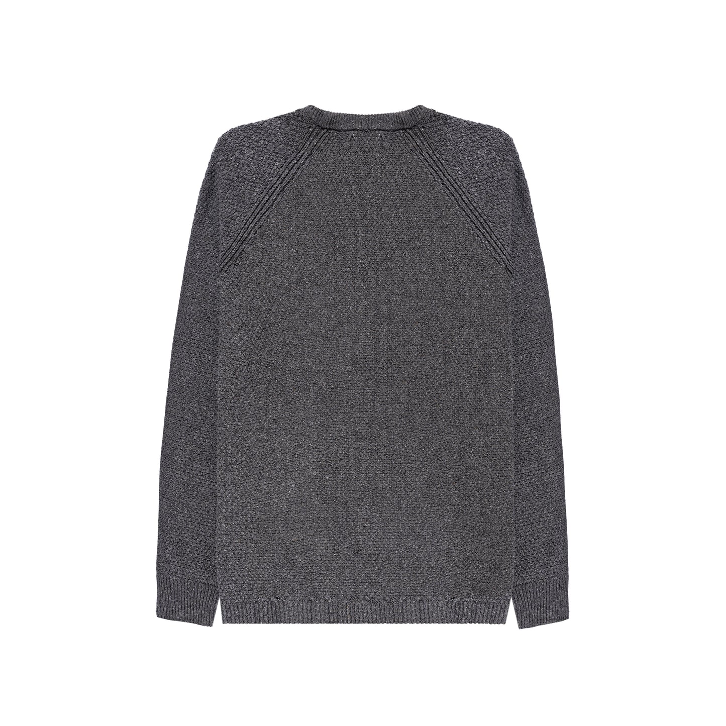 Pull irlandais en maille, col rond, manches raglantes et dos en maille anglaise