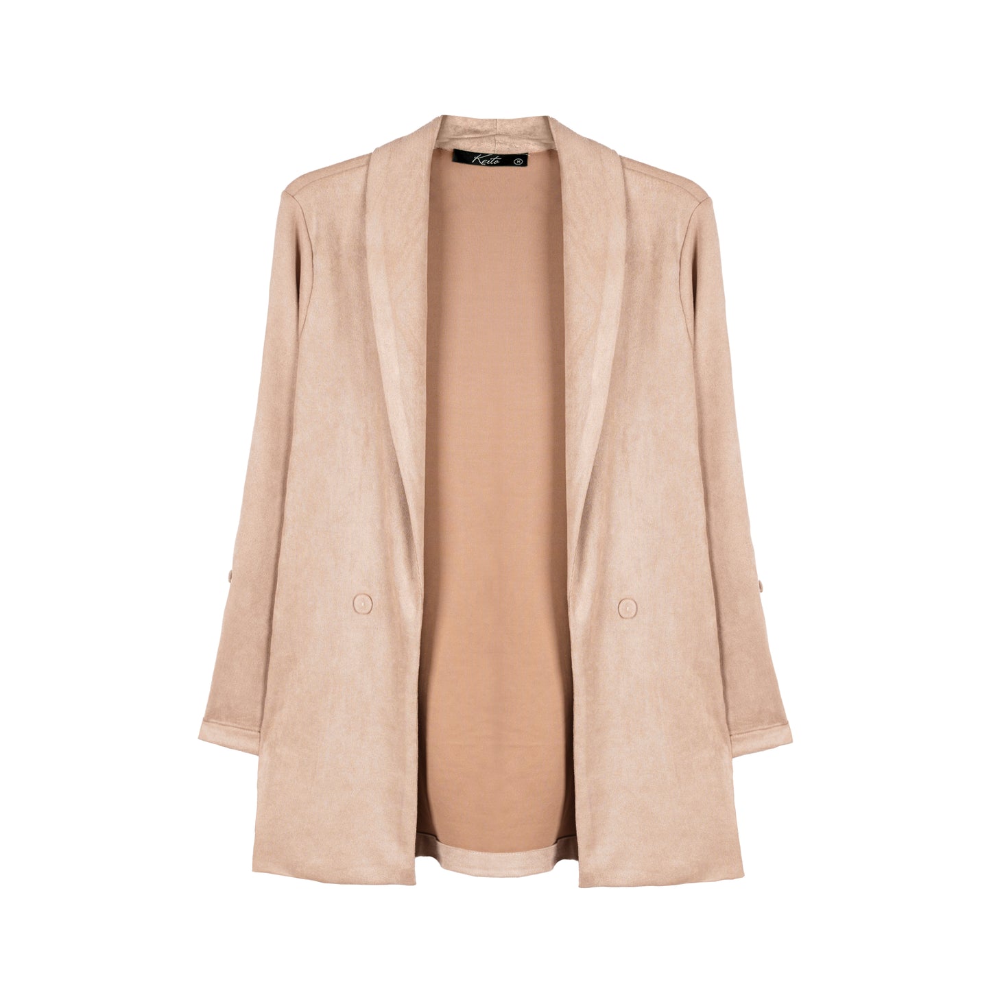 Veste, casualfit col chale, coupe droite avec un bouton sur le devant, manches retroussables boutonees