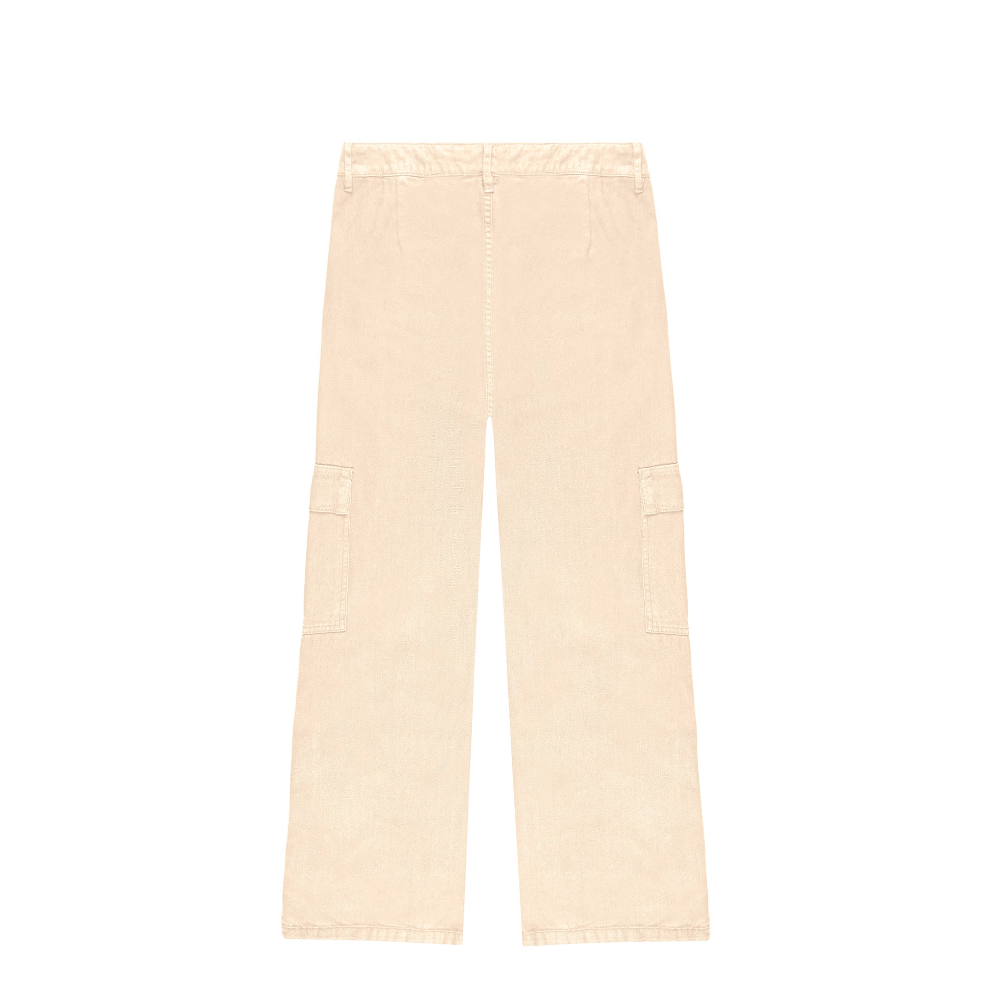 Pantalon jean, coupe large decontracte, avec deux poches cargo sur les cotes, deux poches plaquees sur le dos