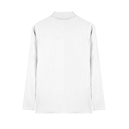 Pull basique col montant, manches longues, en tissu cote leger