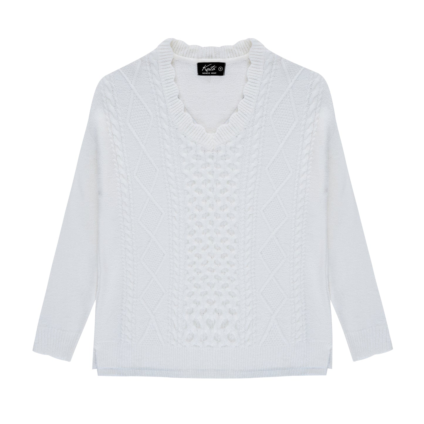 Pull maille unie col v