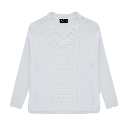 Pull maille unie col v