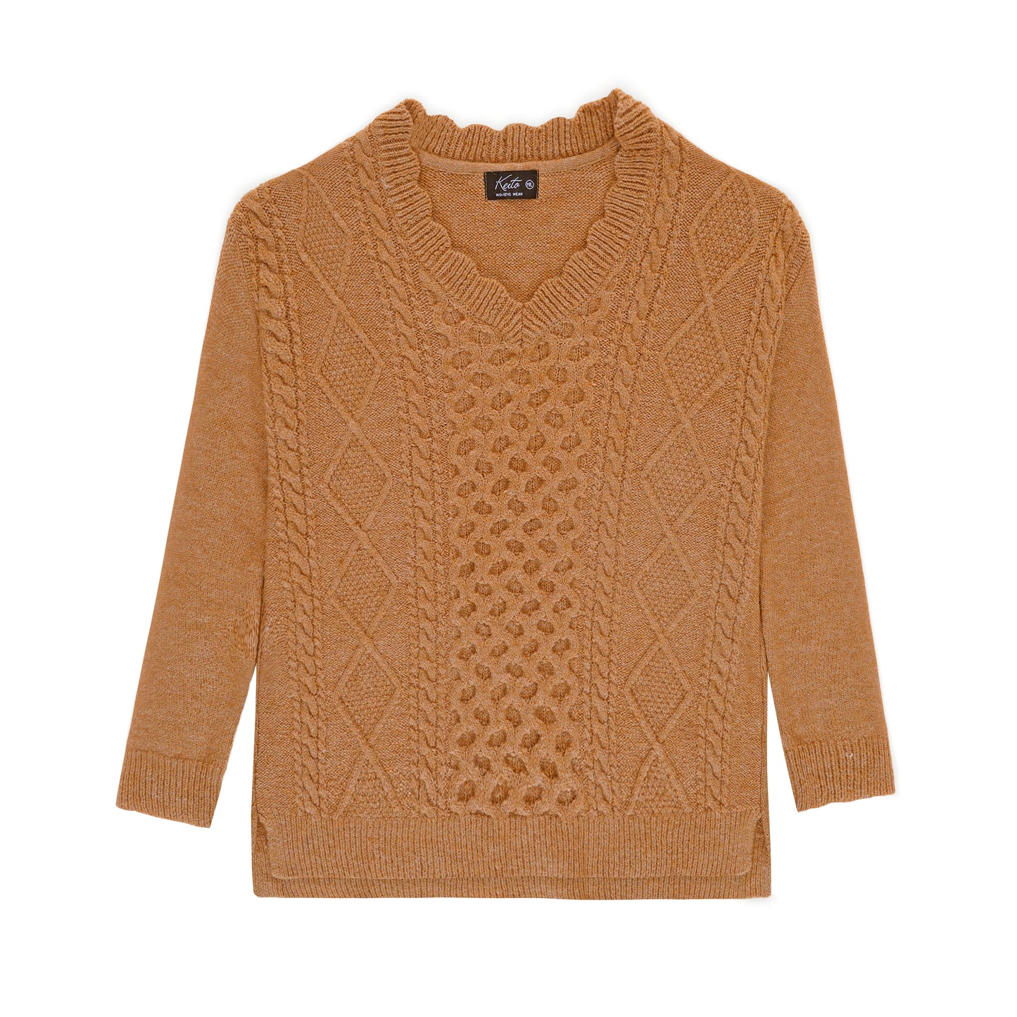 Pull maille unie col v